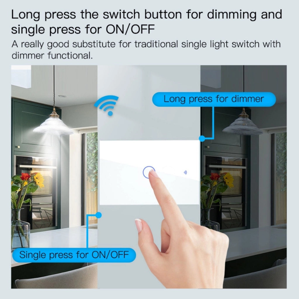 A2ZWORLD Interruttore Da Incasso Scatola 503, Touch Bianco, WIFI 2.4G Matter, TUYA, Smart Life,Apple Home, Google Home, Alexa, SmartThings, 10A, AC 90-250V, 50/60HZ, 120X72X38mm, IP20,Disponibili 1,2,3 Tasti (1 Tasto)
