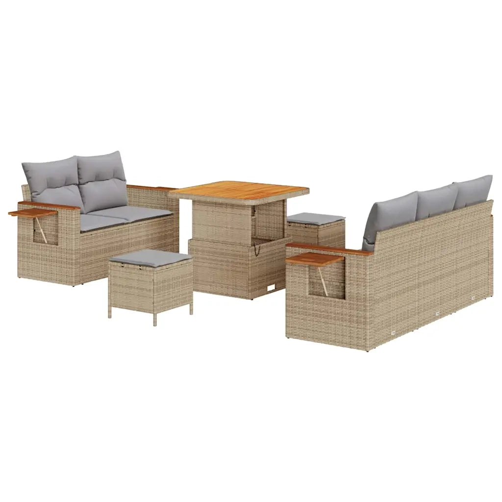 Set Divano da Giardino 10 pcs Beige e Grigio Chiaro polyrattan
