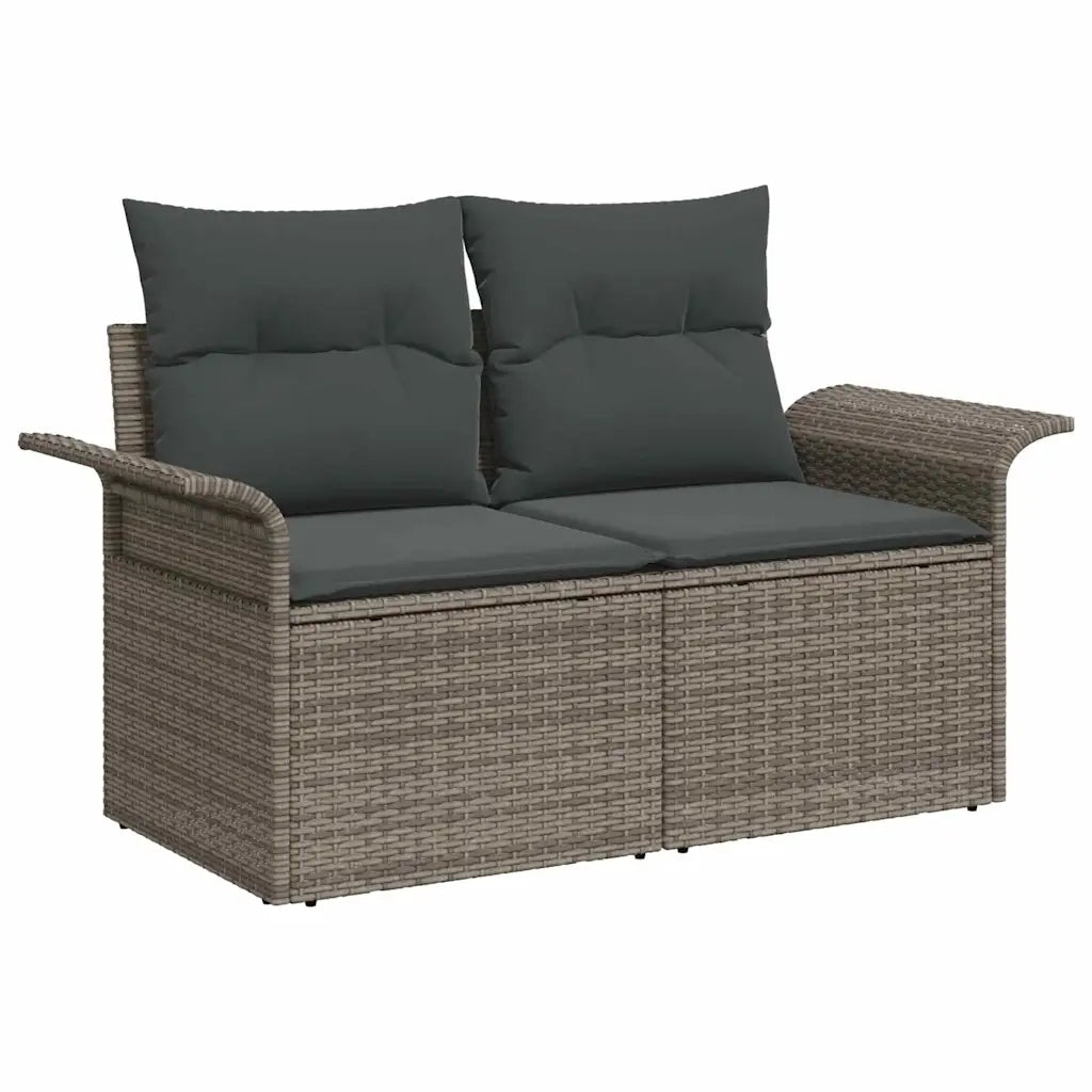Set Divano da Giardino con cuscino 7 pcs Grigio polyrattan