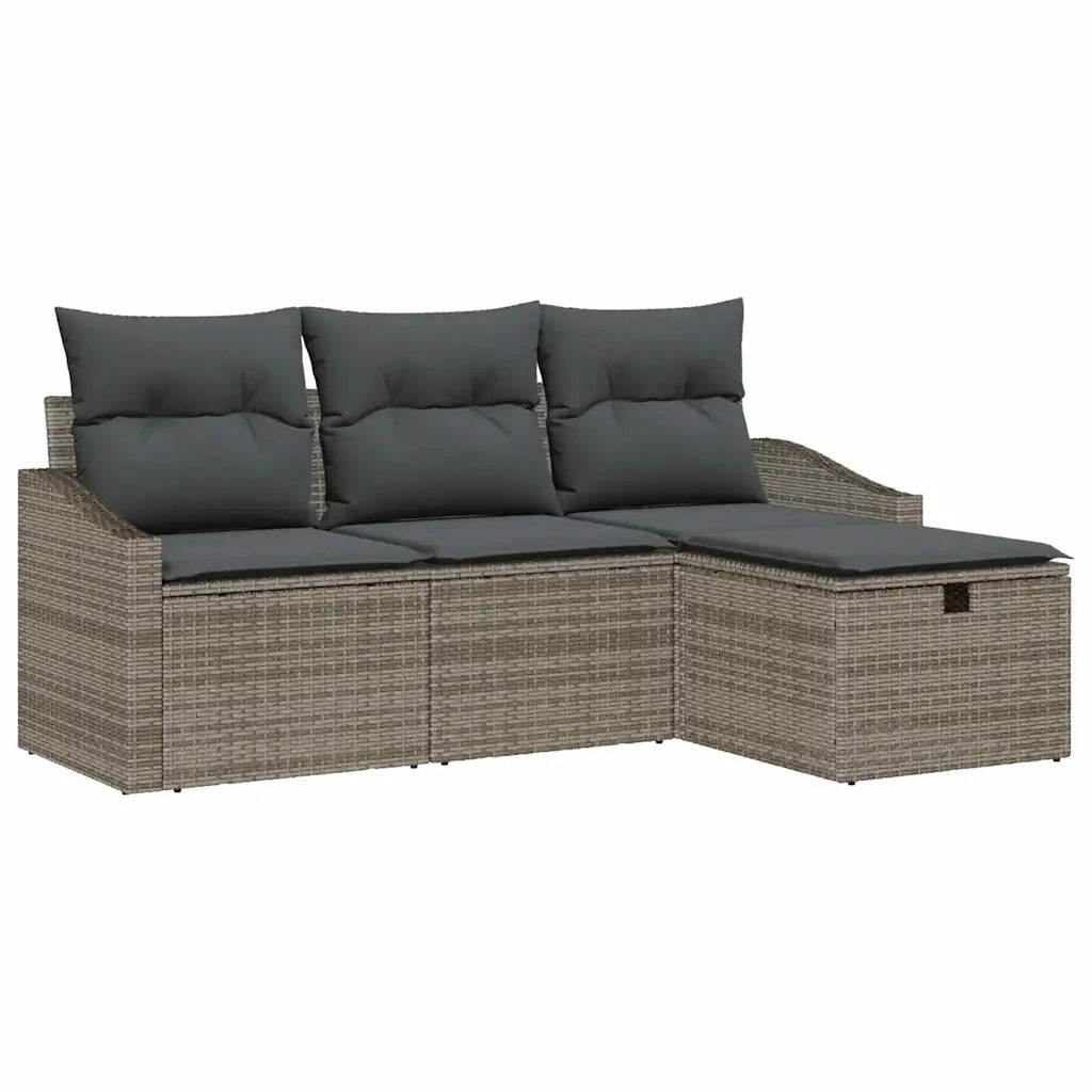 Set di divani con cuscino 4 pz | Set Salotto da Giardino polyrattan