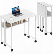 Scrivania pieghevole per computer da 63 cm con ripiano portaoggetti