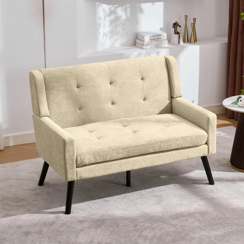 Poltrona 2 Pezzi con Imbottitura in Schiuma, Tessuto Beige