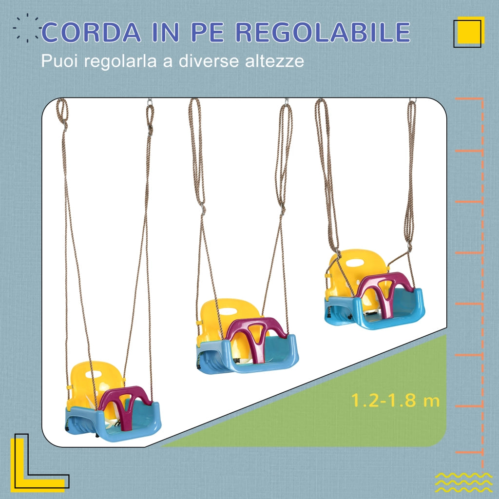 Altalena per Bambini 3 in 1 ¨C Zephmum ¨C Blu con Cintura di Sicurezza