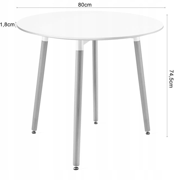 Tavolo rotondo VALORA KAMI con 4 sedie RIXK - Set bianco