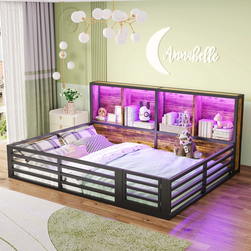 Letto con Sponde e Contenitore ¨C MINIMAL ¨C Metallo Nero 140x200