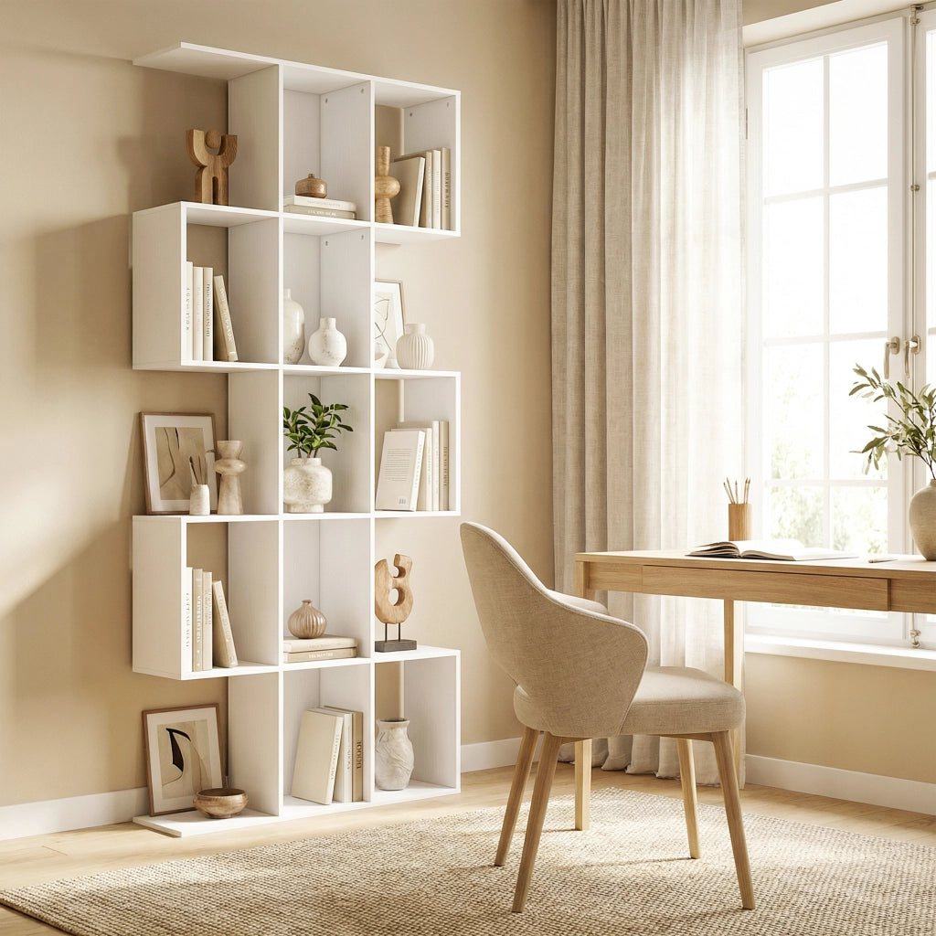 Libreria 5 Livelli a Forma di S ¨C Minimal ¨C 80x24x200 cm Bianco