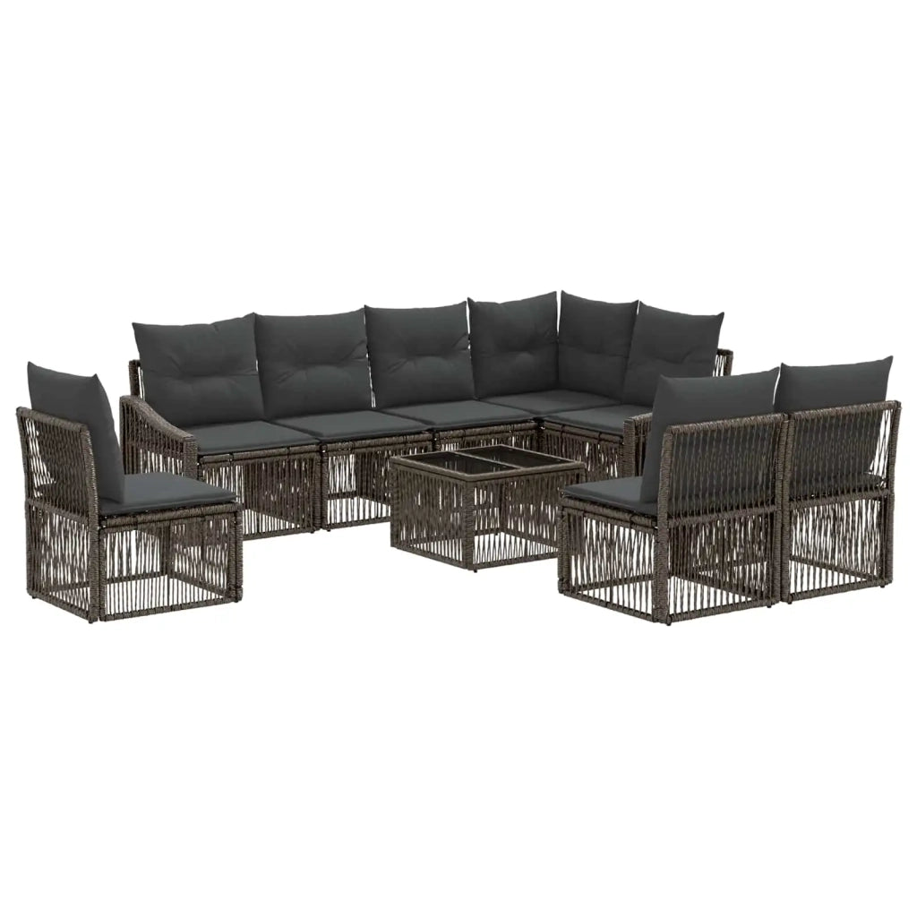 Set Divano da Giardino 9 pz Grigio polyrattan 3436025