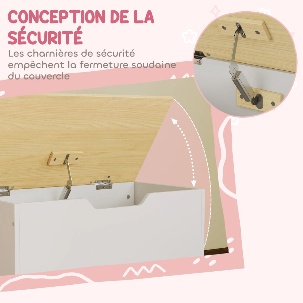 Cofanetto portagiochi con ruote e coperchio ¨C Minimal ¨C 59x30x53 bianco