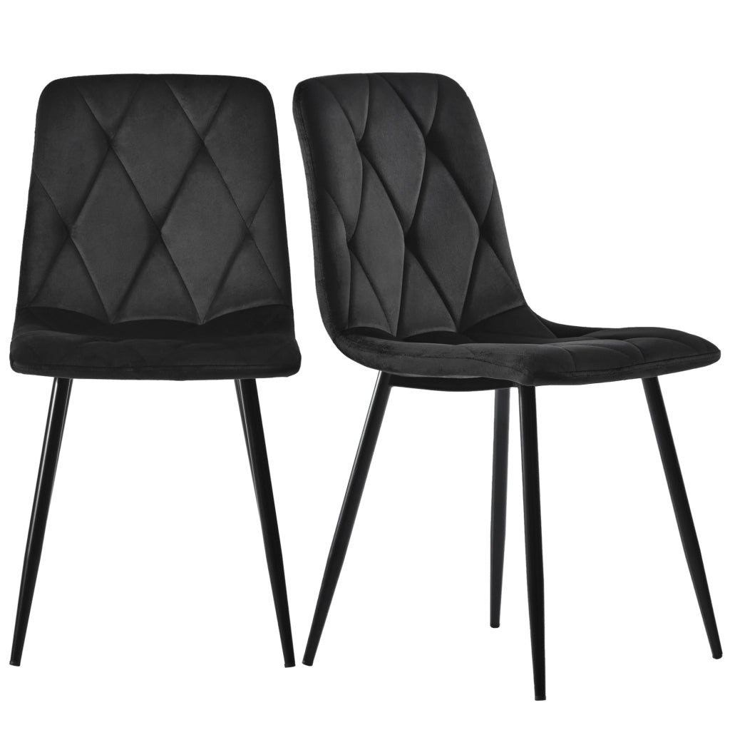 SEDIA da pranzo in velluto nero Set da 4 pezzi