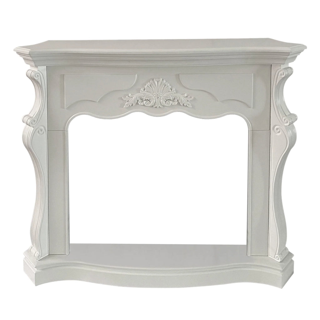 Parigi - Cornice per Camino 123x100x39 cm Rivestimento Decorativo in Legno MDF Bianco