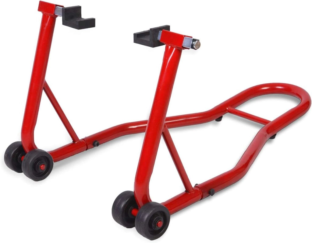 Cavalletto per Moto, Cavalletto Posteriore Moto Universale, Regolabile in Larghezza (rosso)