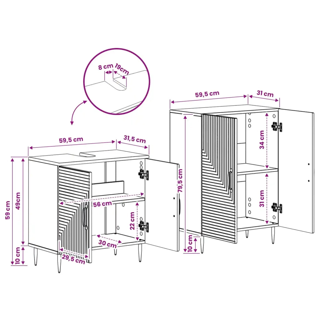 Set di Armadi da Bagno da 2 Pezzi HAARLEM Sonoma grigio 3417618