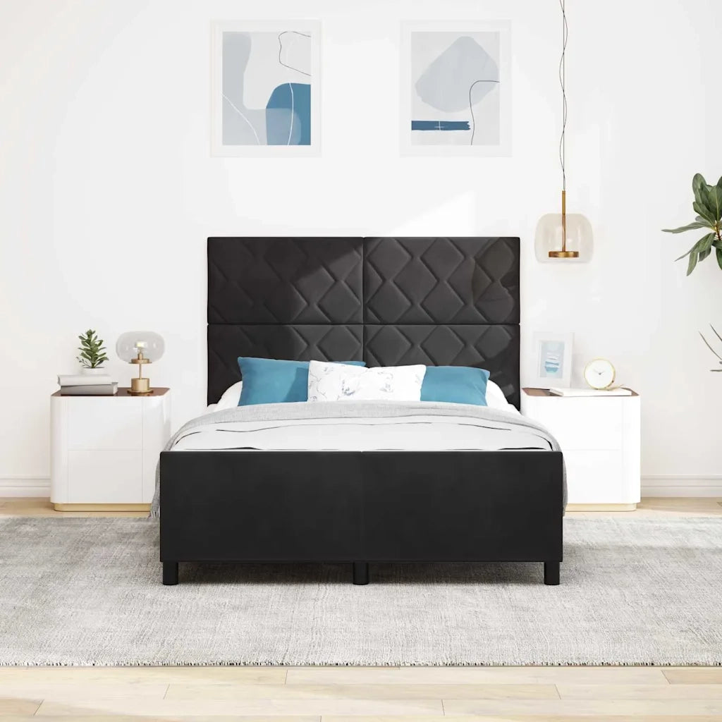 Letto a molle con testiera Nero 140 x 190 cm Velluto 3345007