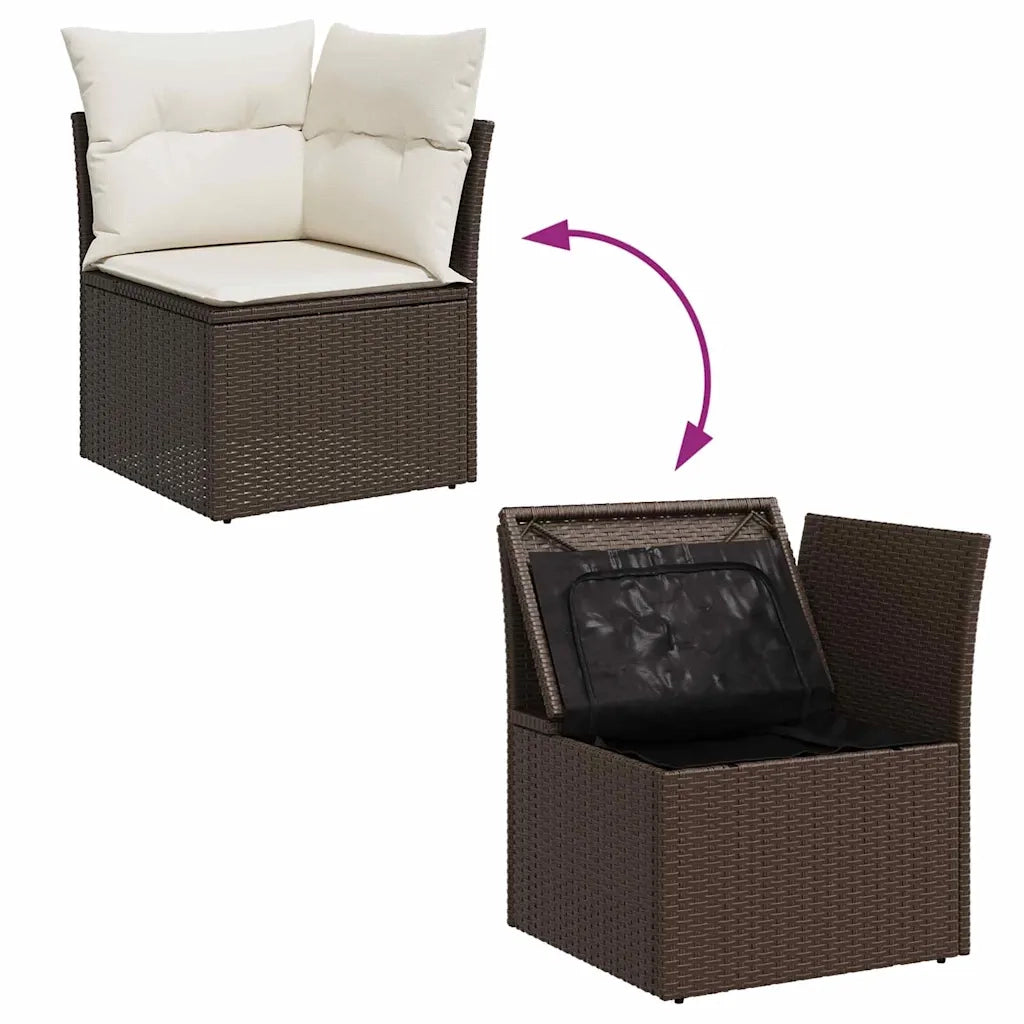 Set Divano da Giardino con cuscino 8 pcs Marrone e Crema