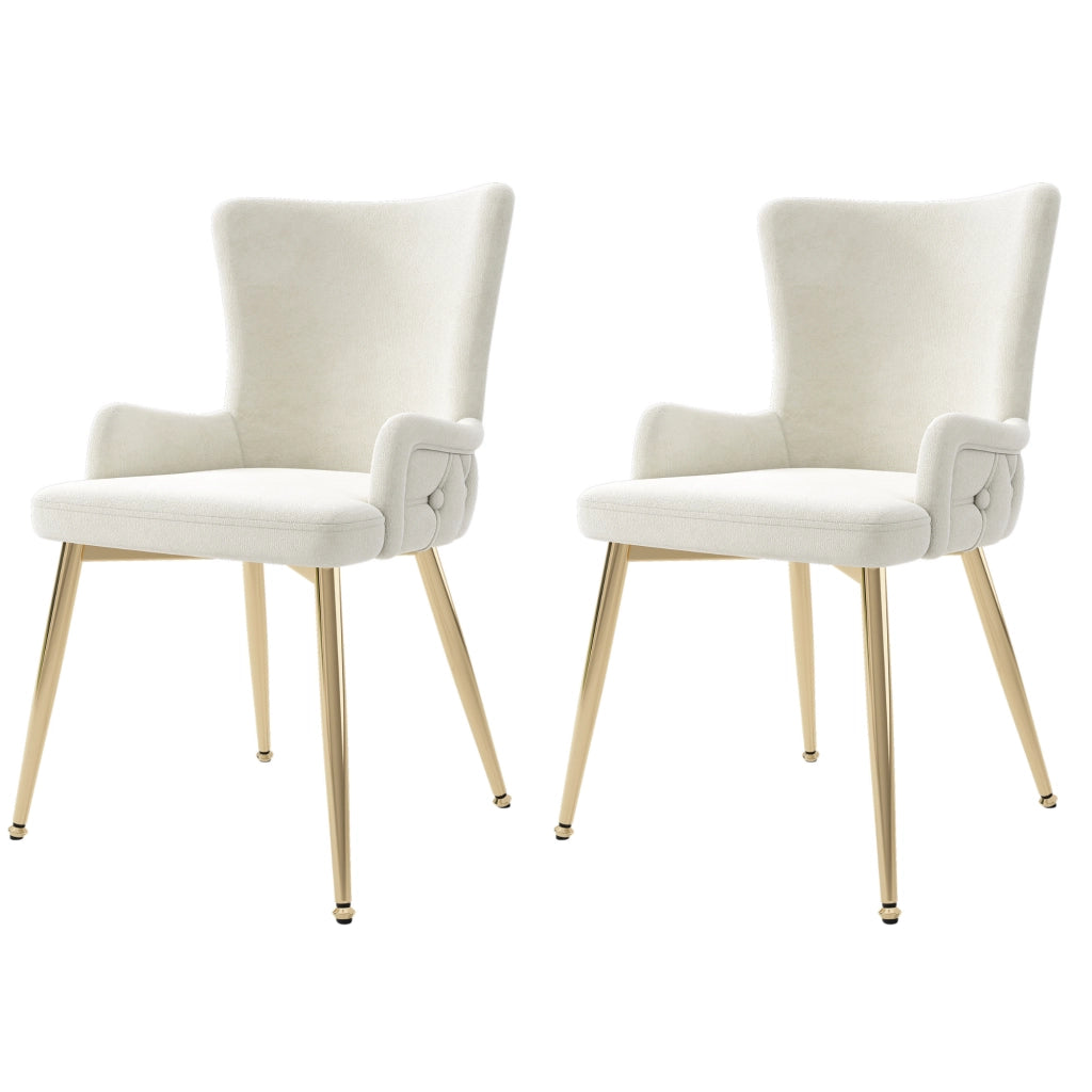 SEDIA in velluto beige e oro, 62,23x58,42x55,88 cm, Set da 2 pezzi