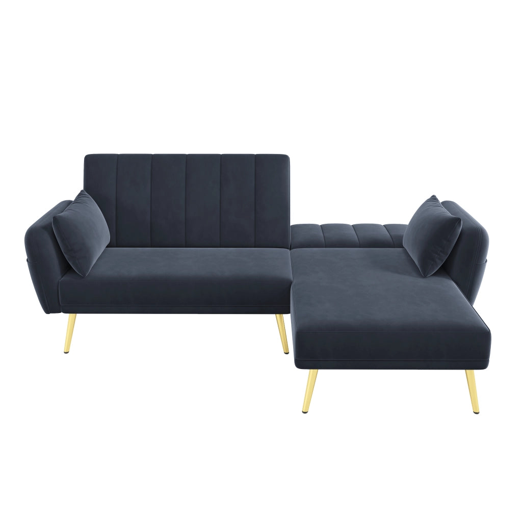 Divano ad angolo 191x130x80 cm con funzione letto; angolo extra e meccanismo pieghevole - Ideale per soggiorno; camera da letto o home theater