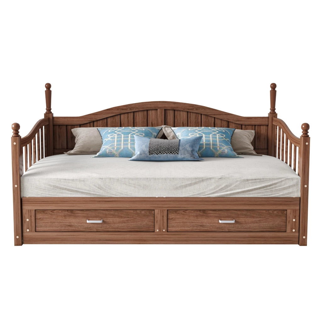 Divano letto estraibile 90/180 x 190 cm in legno noce