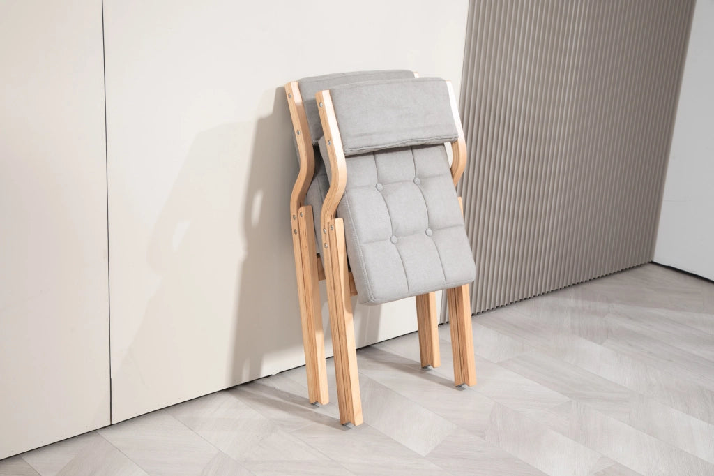 Set di 2 sedie pieghevoli imbottite in legno grigio
