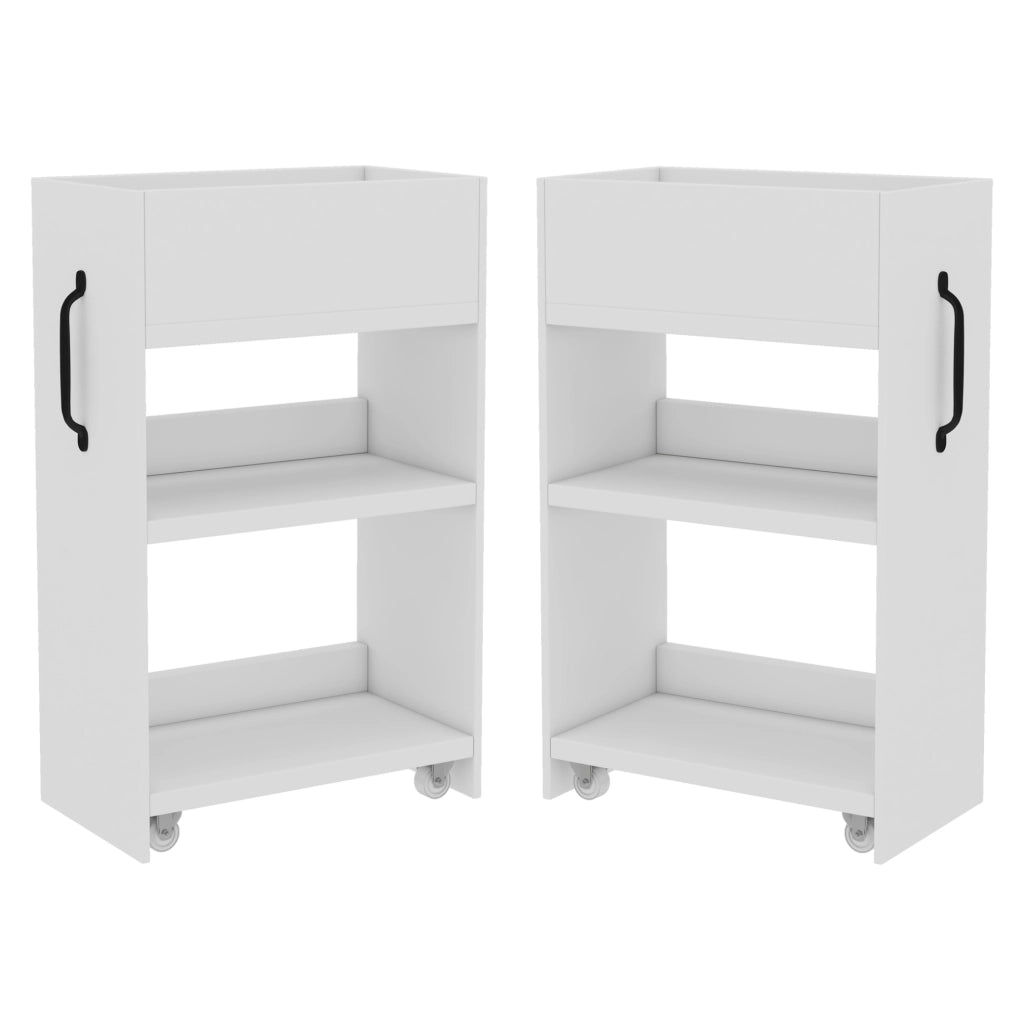 LIBRERIA mobile 52x50x75 cm bianca con ruote, cassetti e ripiani
