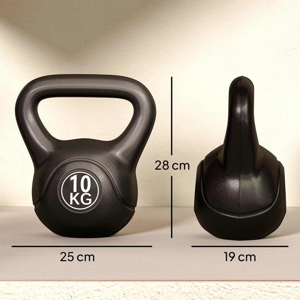 Kettlebell da 10 kg per Allenamento ¨C zephmum ¨C Nero 25x19x28 cm