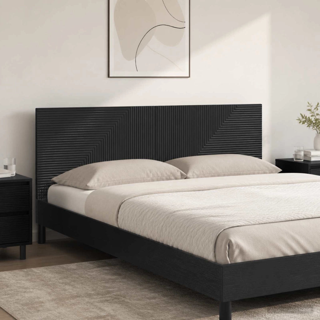 Testiera da Muro HAARLEM Nero Legno ingegnerizzato 896936