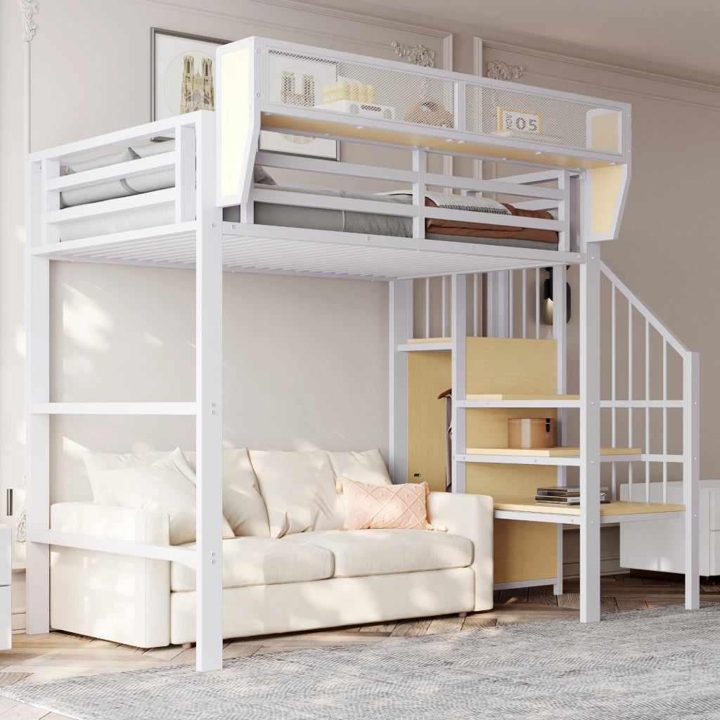 Letto a soppalco ¨C Minimal ¨C Bianco metallo 90x200