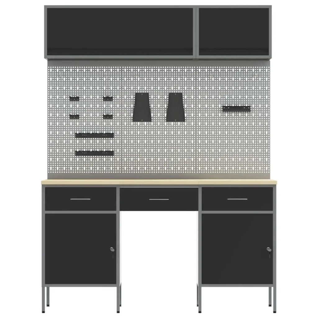 Set di mobili da lavoro con cassetto con lo scaffale 8 pcs Nero 3321456