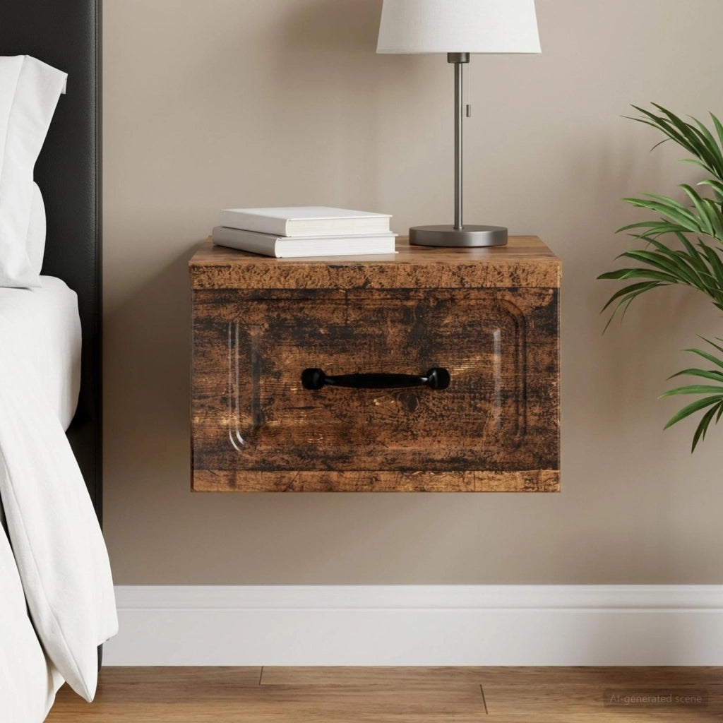 Mobiletto da notte a muro Legno antico 34,5 x 33 x 20 cm 899291