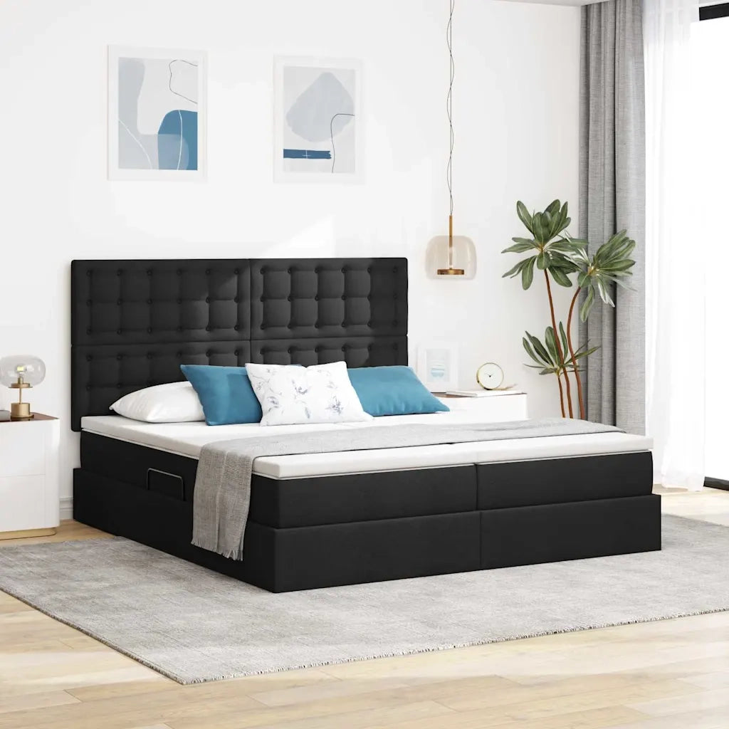 Letto con Contenitore Nero 200 x 200 cm Pelle Sintetica 3372229