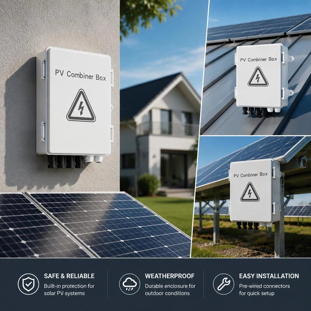 4-wire PV Combination Box, 15 A Fuse Box, 500 V Apartment Distribution Board, IP65 Protection Rating, Meter Cabinet, Circuit Breaker For Solar Panel Grid And Off-grid Solar Power System, 17 X 23 X 11 Cm