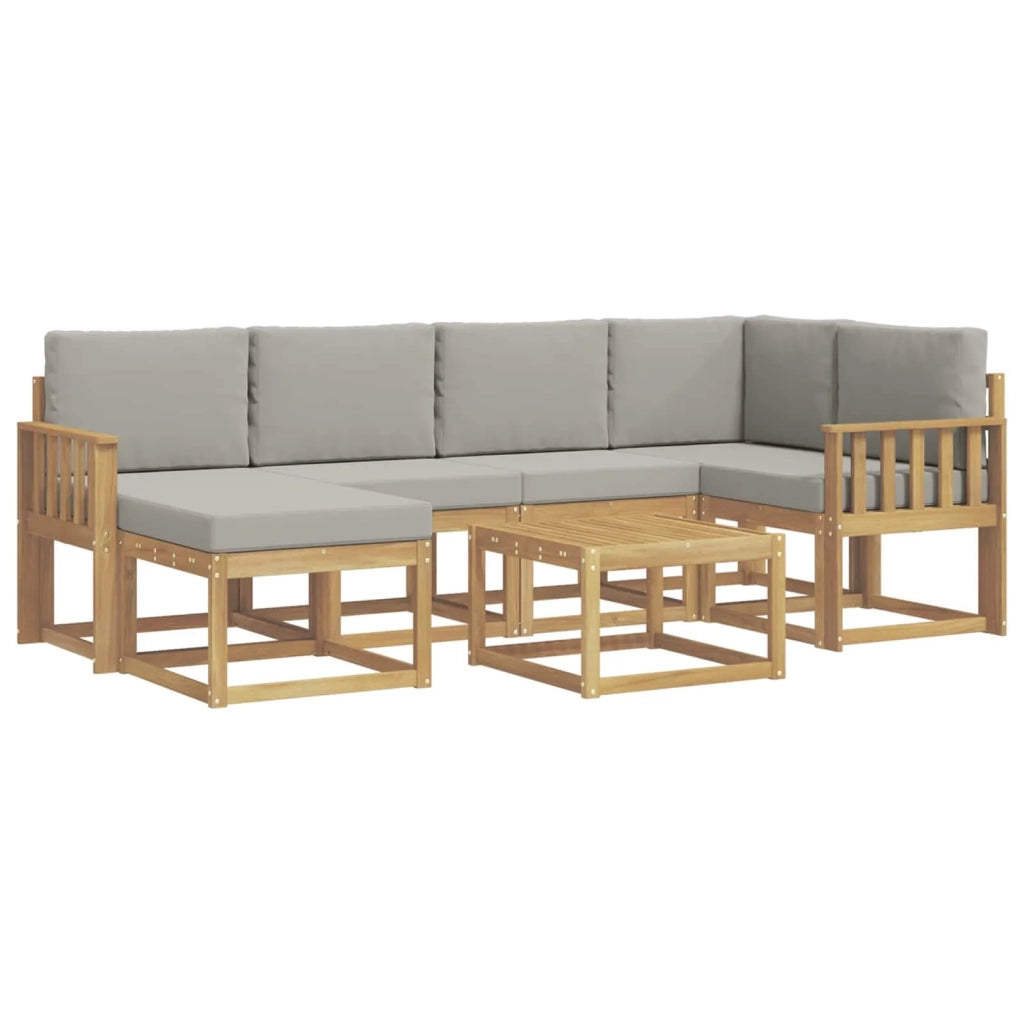 Set di divani da esterno 7 pz Bianco e Grigio Chiaro 3387905