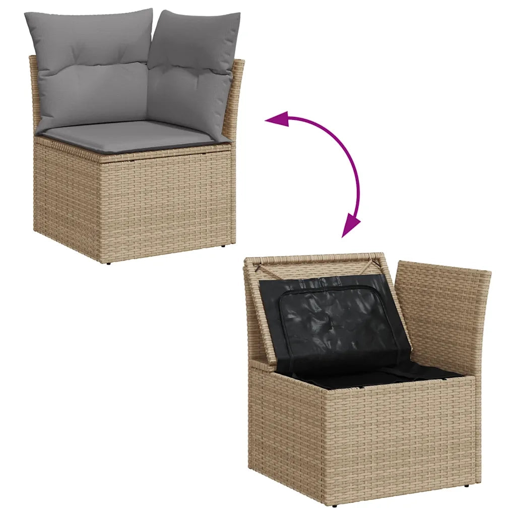Set Divano da Giardino 4 pz con Cuscini Beige in Polyrattan 3325255