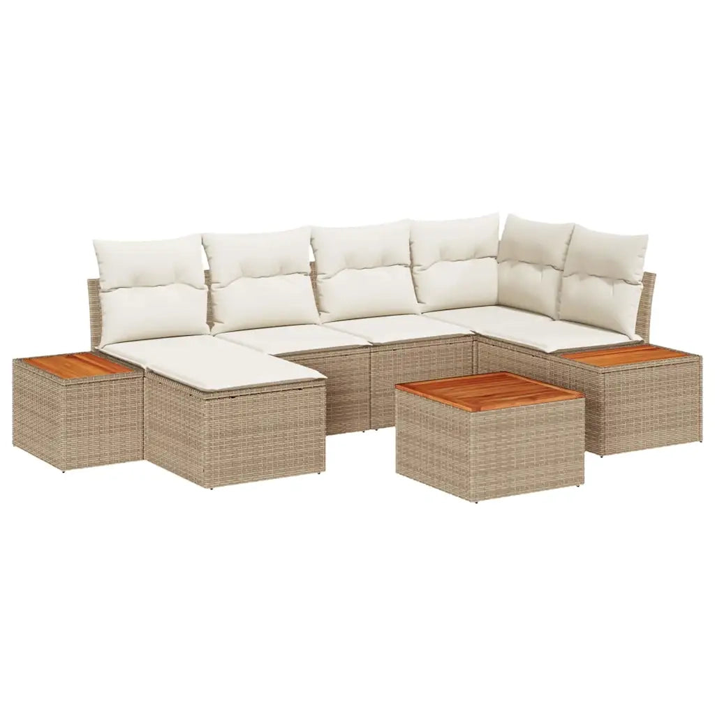 Set Divano da Giardino con cuscino 7 pcs Beige polyrattan 3348127