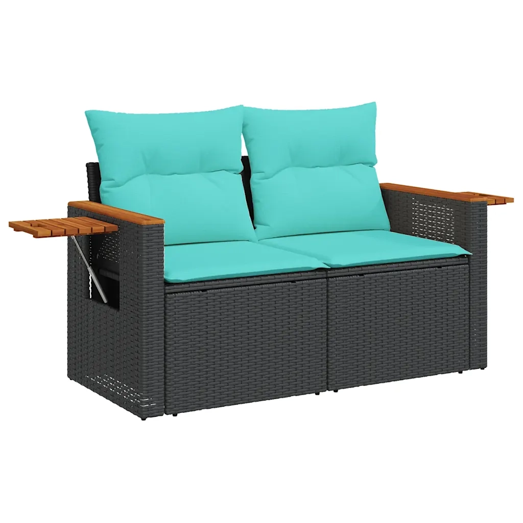 Set Divani da Giardino 10 pz con Cuscini Nero in Polyrattan 3227149