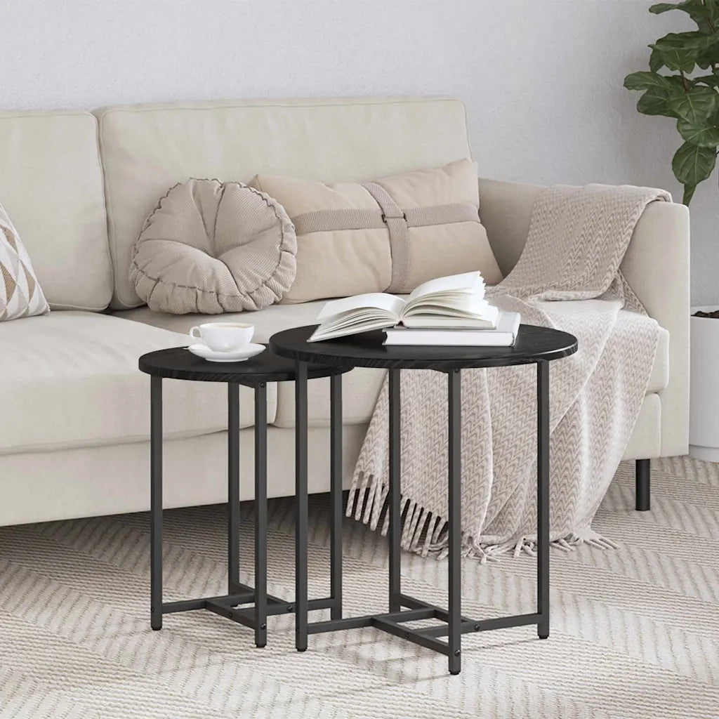 Set tavolini 2 pz | Tavolo laterale Rovere Nero