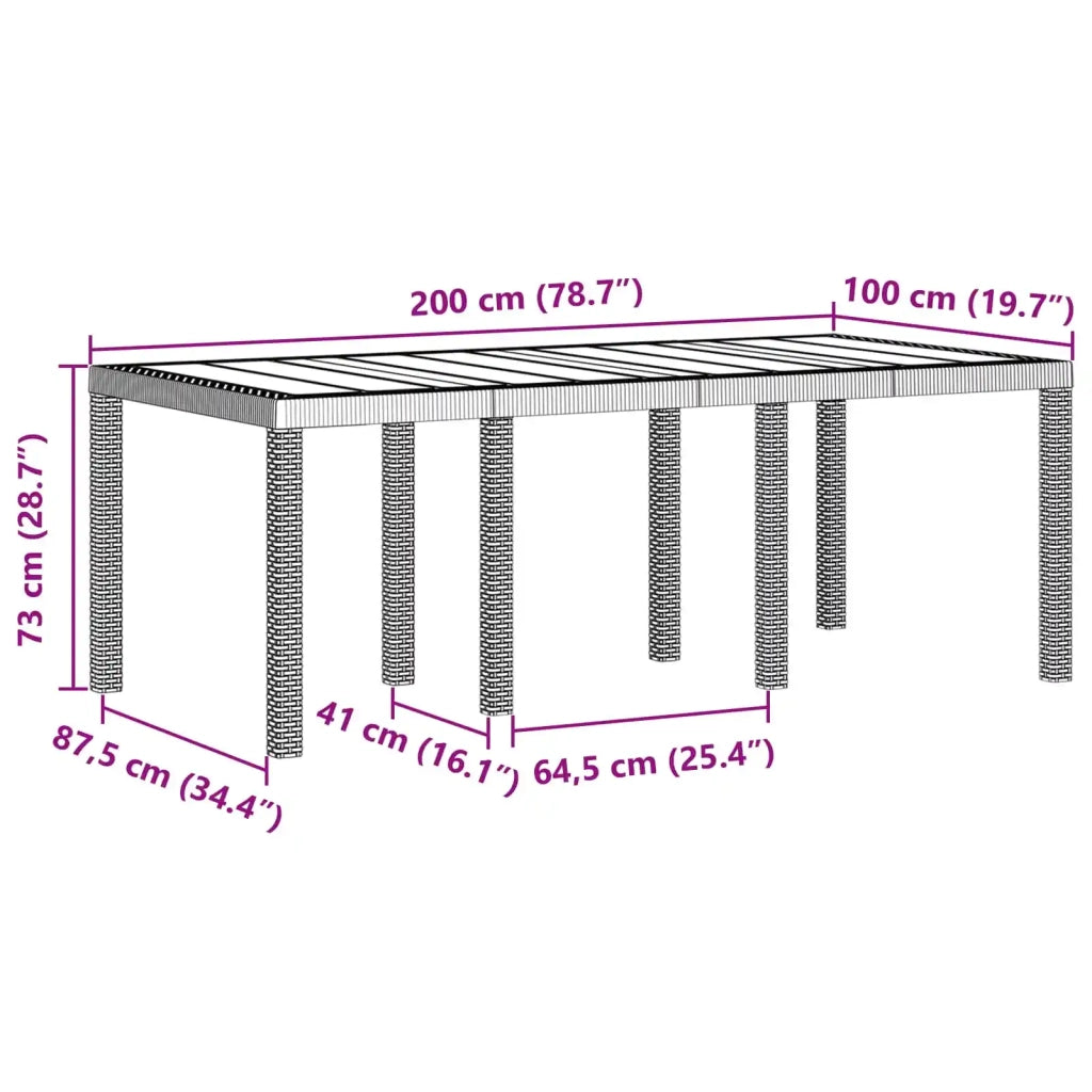 Set da Pranzo per Giardino 7 pcs Antracite Polipropilene