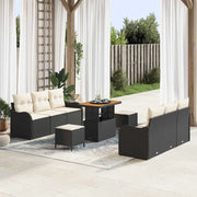 Set Divano da Giardino con cuscino 9 pcs Nero e Crema