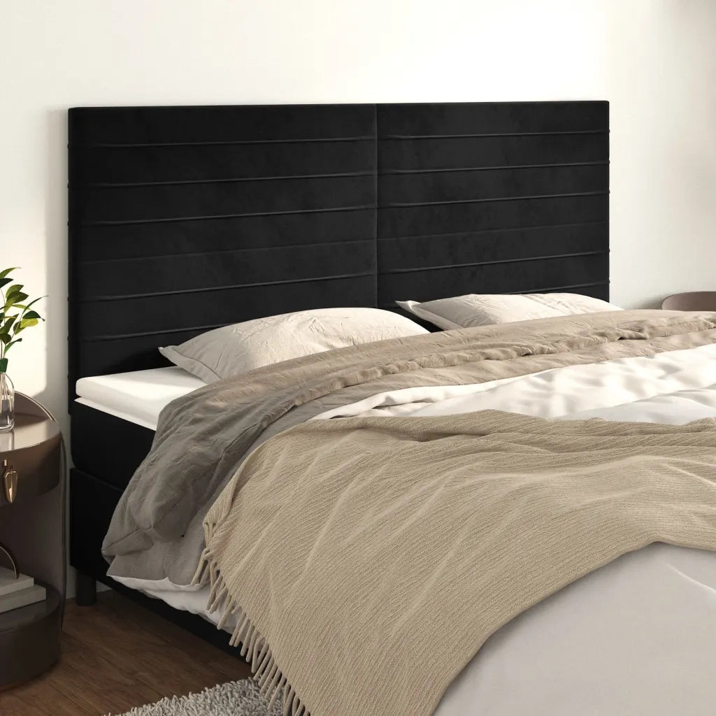 Testiera | Testata Nera 180x5x118/128 cm Velluto