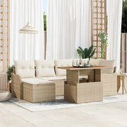 Set Divano da Giardino 7 pcs Beige Poly Rattan