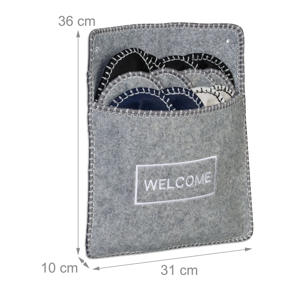 Set di 6 comode pantofole unisex in feltro con custodia 36-39 40-42 43-45 in feltro grigio 13_0017148