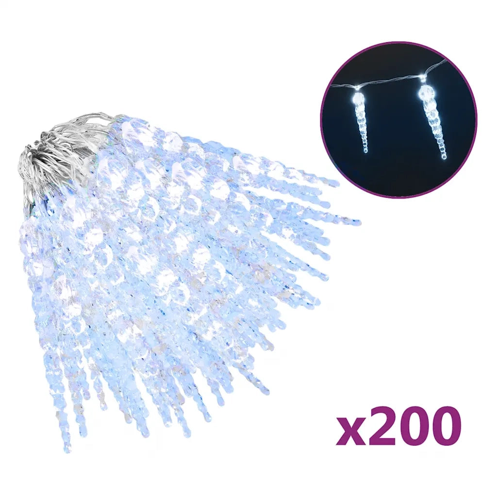Luci di Natale a forma di ghiacciolo 200 LED-Luci decorative natalizie Bianco freddo 20 m Acrilico PVC