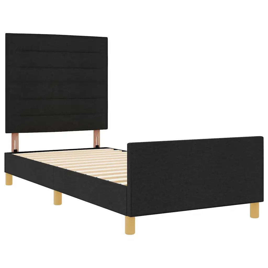 Struttura del letto con testiera Nero 90 x 200 cm Tessuto 3344622