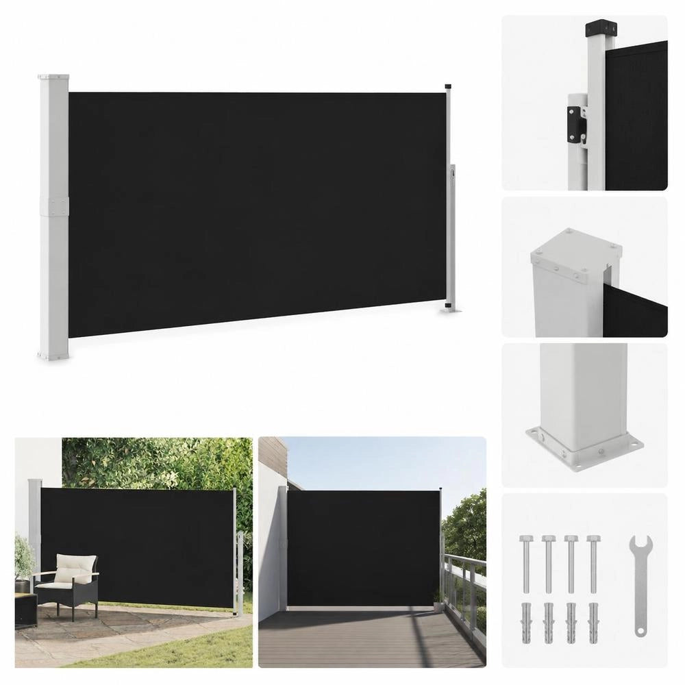 Extendable Side Awning 170x300 Cm Black