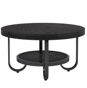 TAVOLINO DA CAFFÈ rotondo 79 cm 2 ripiani nero MDF e metallo