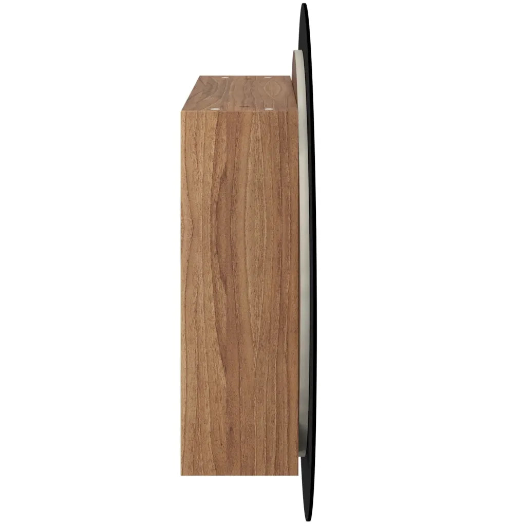 Armadietto da bagno a parete specchio rotondo e LED 54 x 54 x 17,5 cm con ampio spazio di archiviazione in legno di rovere 02_0047115