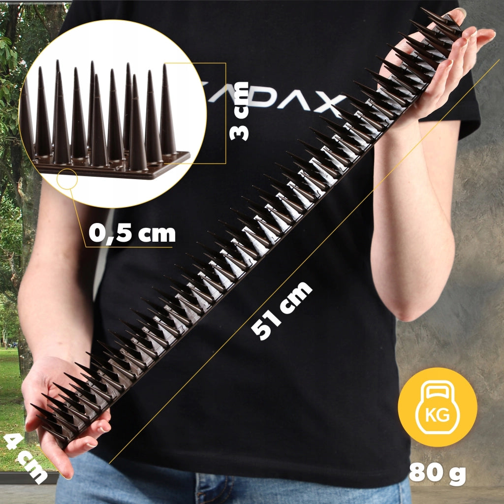 Punte anti-piccioni KADAX, 51 cm, in plastica densa e resistente, 24 pezzi