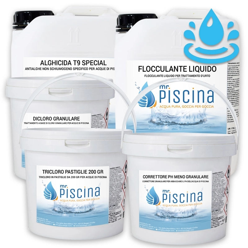 Kit mix per mantenimento acqua piscina Volume piscina: Da 55 a 100 m³
