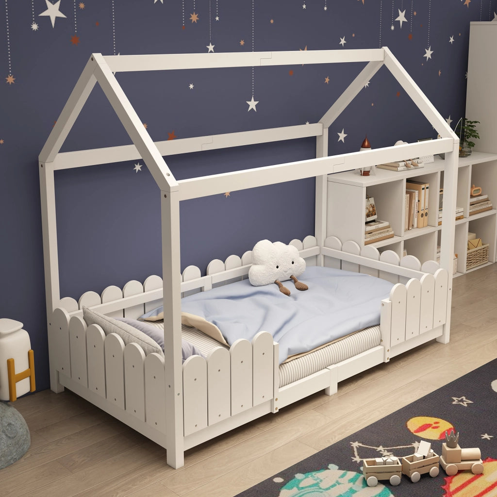 Letto casetta per bambini 90x200 cm bianco
