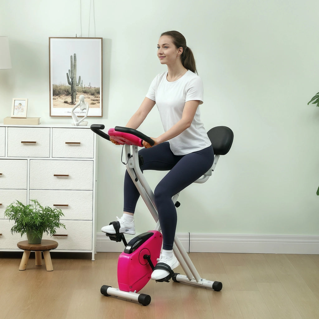 Bicicletta da camera pieghevole ¨C Minimal ¨C 8 livelli resistenza, sella regolabile, rosa