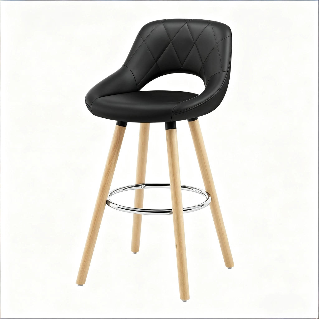SGABELLO Bar con Schienale 68 cm Nero in Similpelle e Legno
